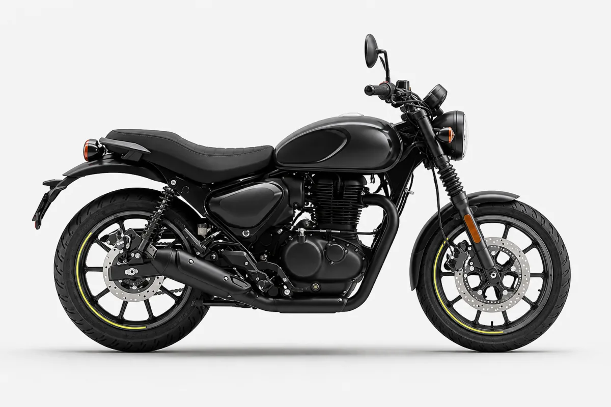 AI-generated studio visual of the Royal Enfield Hunter 350 motorcycle