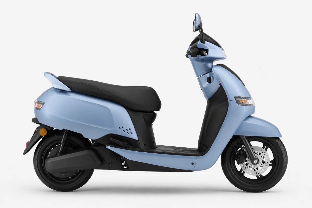 AI-generated studio visual of the TVS iQube electric scooter